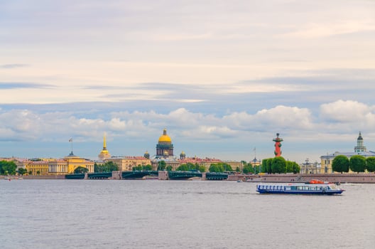 Cityscape of Saint Petersburg Leningrad city with Palace Bridge photo
