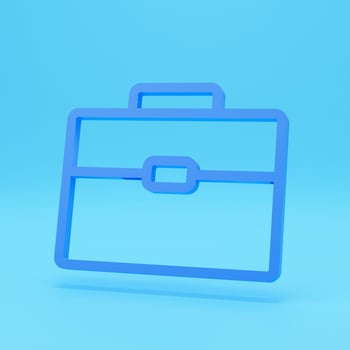 3d render of Portfolio icon isolated on colour background in flat style. Case symbol. Briefcase 3d illustration photo