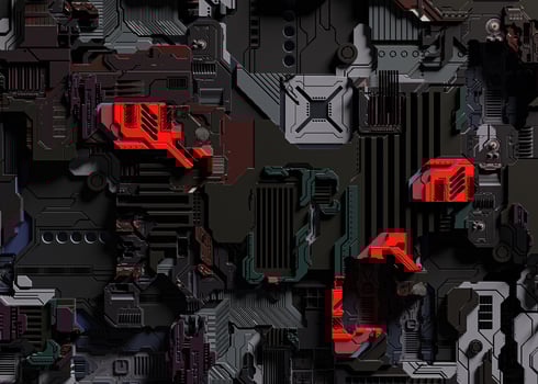 3D rendering of electronic surface sci fi background. photo