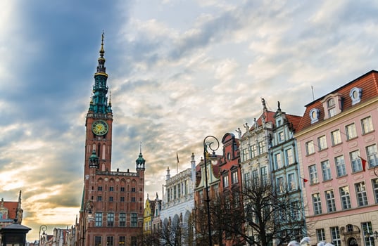 City Hall at Dluga Long Market street, Gdansk, Poland photo