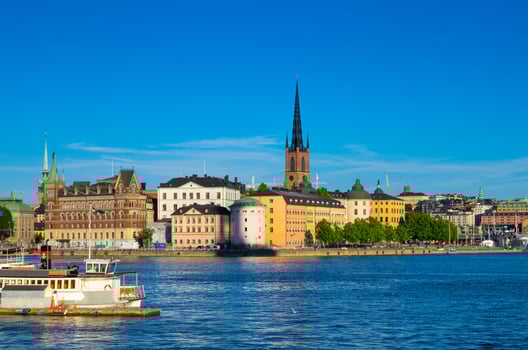 Riddarholmen island with Riddarholm Church spires, Stockholm, Sweden photo