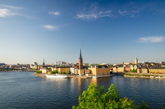 Aerial panoramic top view of Riddarholmen district, Stockholm, Sweden photo