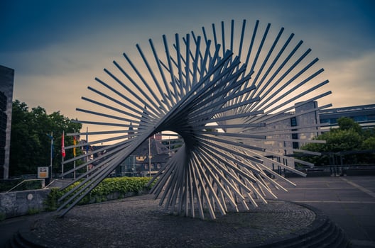Modern art sculpture near town hall of Mainz photo