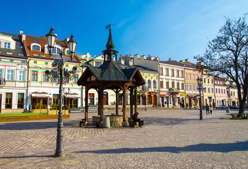 Rzeszow, Poland - March 20, 2015 Old well on market square photo