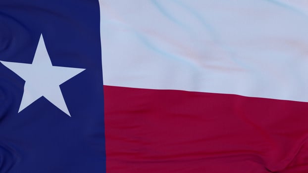 Flag of Texas state, region of the United States, waving at wind. 3d rendering photo