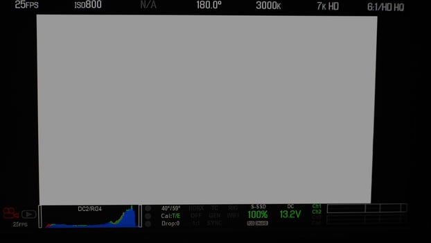 Video recording interface. VDO production recording camera viewfinder on monitor. photo