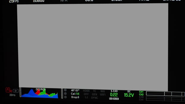 Video recording interface. VDO production recording camera viewfinder on monitor. photo