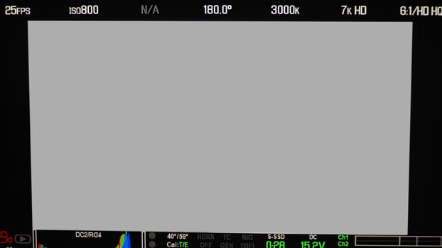 Video recording interface. VDO production recording camera viewfinder on monitor. photo
