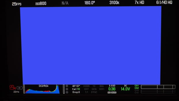 Video recording interface. VDO production recording camera viewfinder on monitor. photo