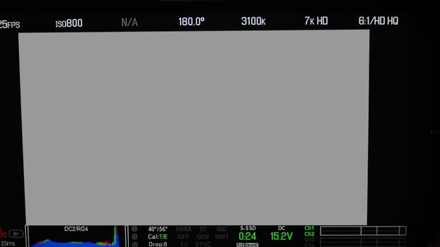 Video recording interface. VDO production recording camera viewfinder on monitor. photo