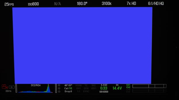 Video recording interface. VDO production recording camera viewfinder on monitor. photo