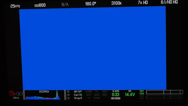 Video recording interface. VDO production recording camera viewfinder on monitor. photo