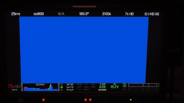 Video recording interface. VDO production recording camera viewfinder on monitor. photo
