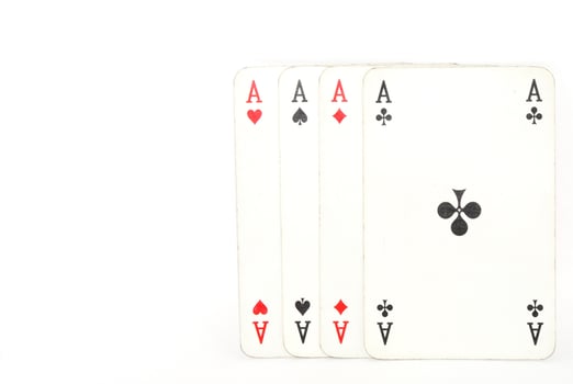 playing cards four ace of deck full view on white photo