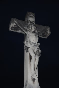cemetery cross in black night photo