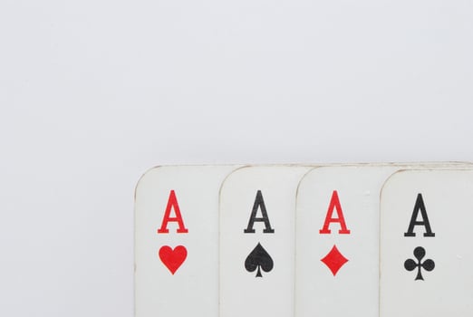 playing cards four ace of deck full view on white background bottom photo