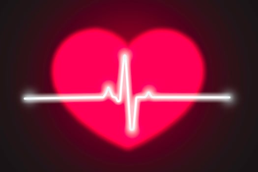 Heart with ekg sign neon banner. photo