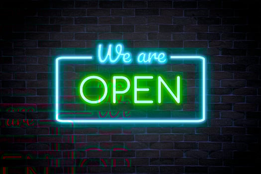 We are Open neon banner. photo