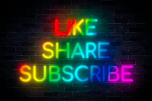 Like Share Subscribe neon banner. photo