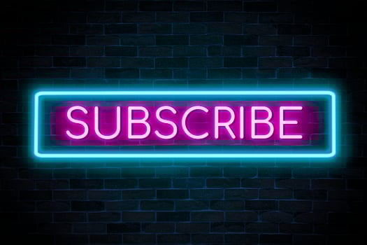 Subscribe neon banner. photo