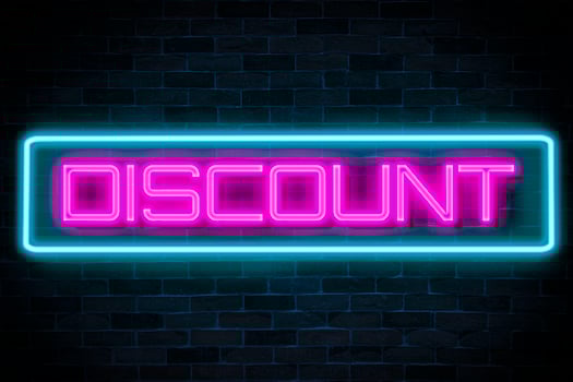 Discount neon banner. photo