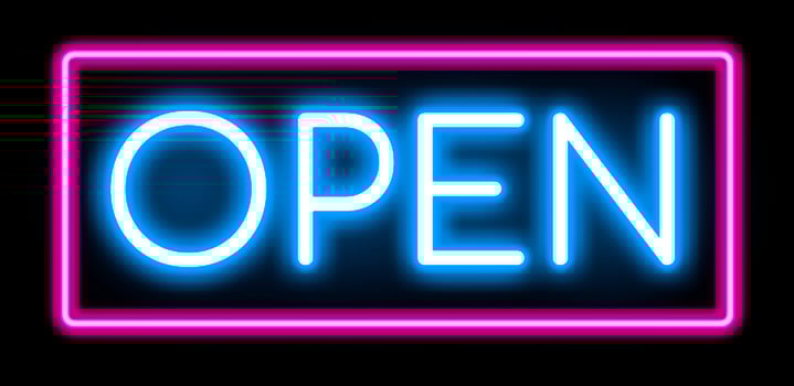 Open neon banner. photo