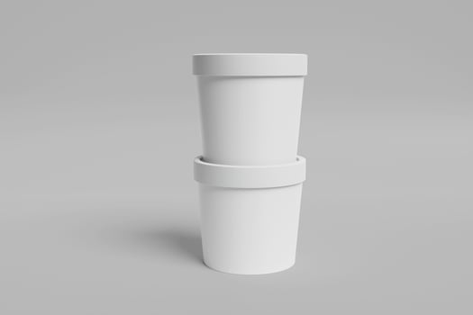 3D rendering White plastic box of ice cream container for your design and logo Mock Up suitable for your design element photo