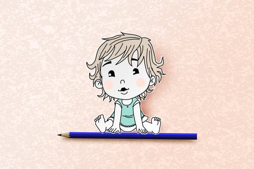 Baby girl drawing photo