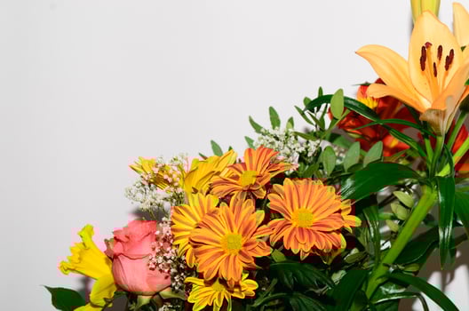 bouquet on white detail photo