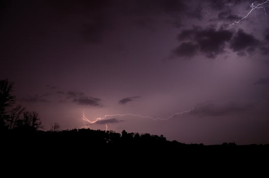 branched lightning in the night on a party photo