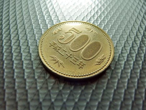 Japanese money, silver coin, yen photo