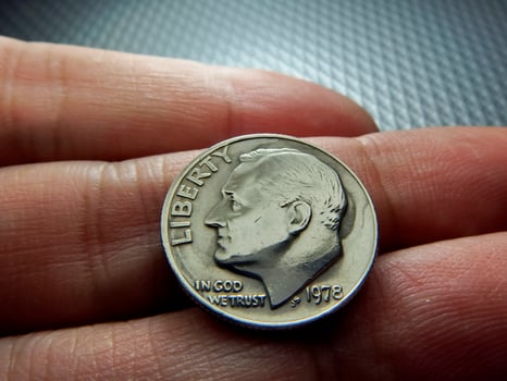 US Dollar Coins on finger photo