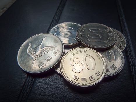 KOREAN COIN KOREA MONEY, CURRENCY, CONCEPT, BUSINESS photo