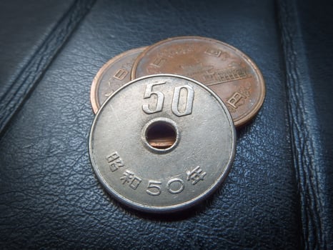 JAPANESE COIN MONEY, CURRENCY, CONCEPT, BUSINESS photo
