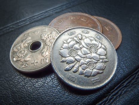 JAPANESE COIN MONEY, CURRENCY, CONCEPT, BUSINESS photo
