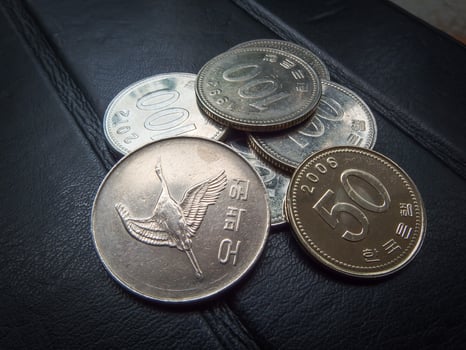KOREAN COIN KOREA MONEY, CURRENCY, CONCEPT, BUSINESS photo