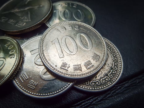 KOREAN COIN KOREA MONEY, CURRENCY, CONCEPT, BUSINESS photo