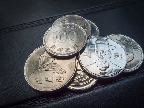 KOREAN COIN KOREA MONEY, CURRENCY, CONCEPT, BUSINESS photo