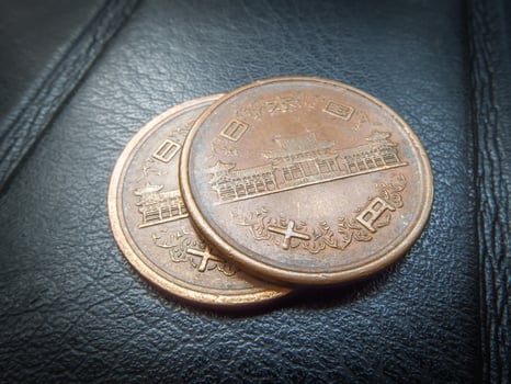 JAPANESE COIN MONEY, CURRENCY, CONCEPT, BUSINESS photo