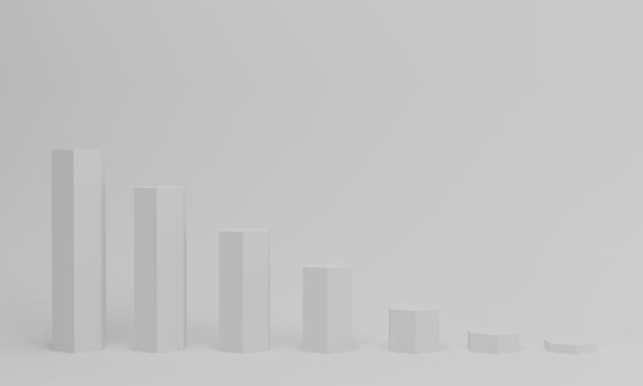 3d rendering. Bar chart of growing columns on white color background. photo