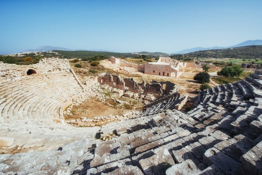 The ruins of the old amphitheater in Turkey photo