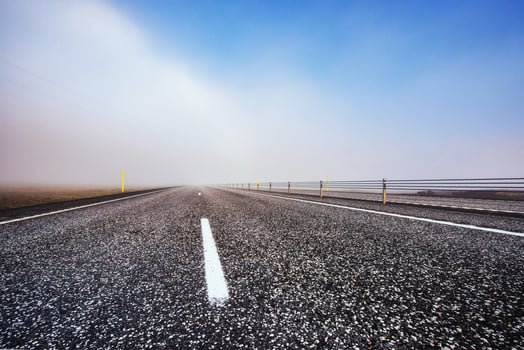 Asphalt road to the mountains Iceland photo