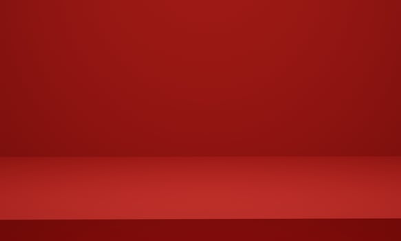 3D rendering. Empty red studio room background for display product presentation with copy space photo
