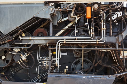 Harvesters and combine parts at the plant are waiting for sales, tractors and agricultural machinery, maintenance and exports photo