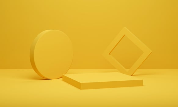 Abstract background minimal scene geometric platform, Yellow podium pedestal for advertising display. 3D rendering. photo