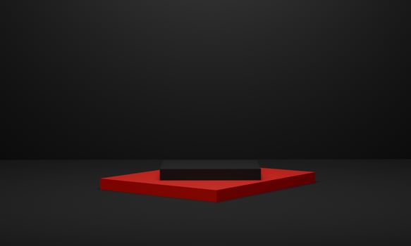 Black Friday podium. Abstract scene red stage for product showcase on black background. 3D rendering photo