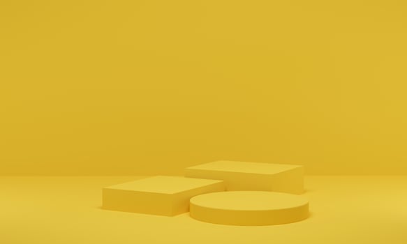 3D rendering. Yellow scene geometric shape podium stage for product promotion. Abstract minimalist design with empty space. photo