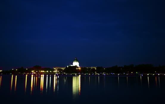 Light reflections over Wascana Lake photo
