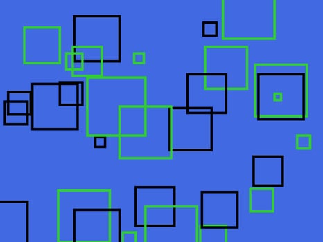 Abstract green grey squares with royal blue background photo