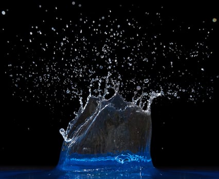 Splash water, water splashes, isolated on black background photo